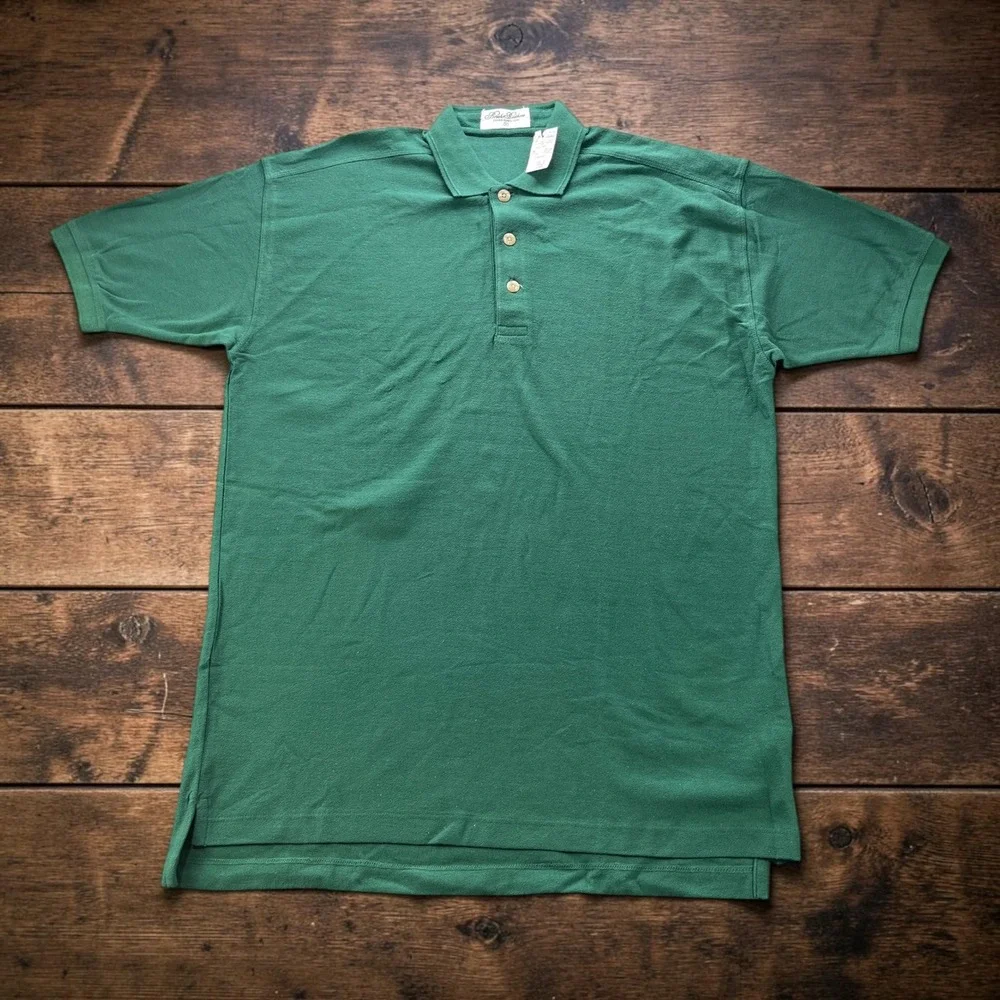 NEW Vintage 2005 Brooks Brothers Mens Green Pique Short Sleeve Polo Shirt MEDIUM